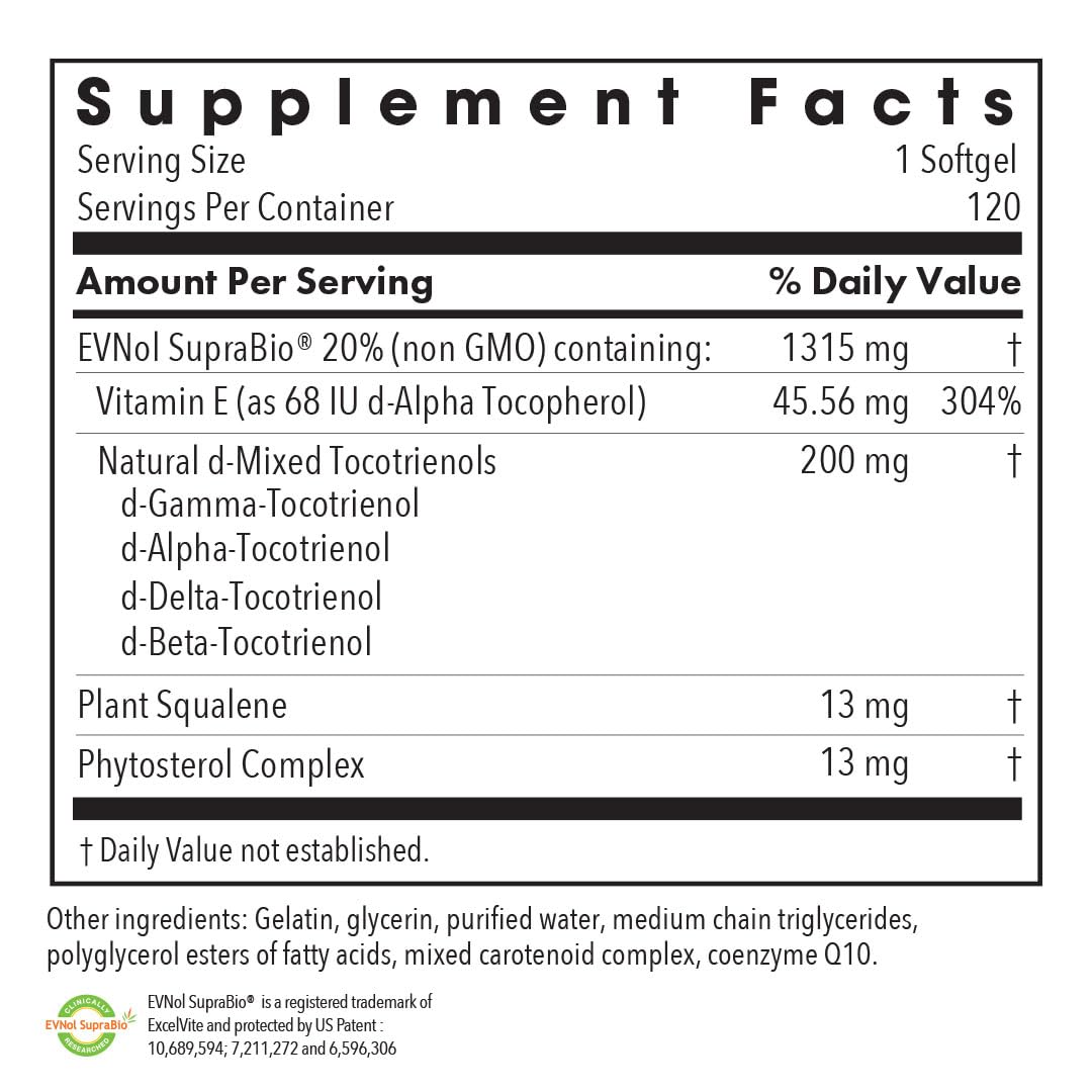 Allergy Research Group Tocomin SupraBio Tocotrienols 200 mg gélules arrière