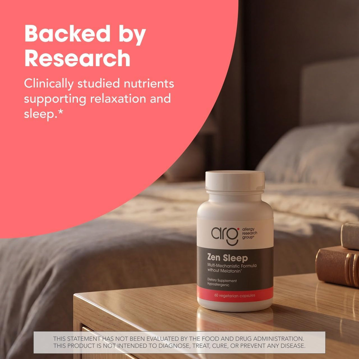 Allergy Research Group Zen Sleep 60 capsules avec ingrédients sur l'étiquette
