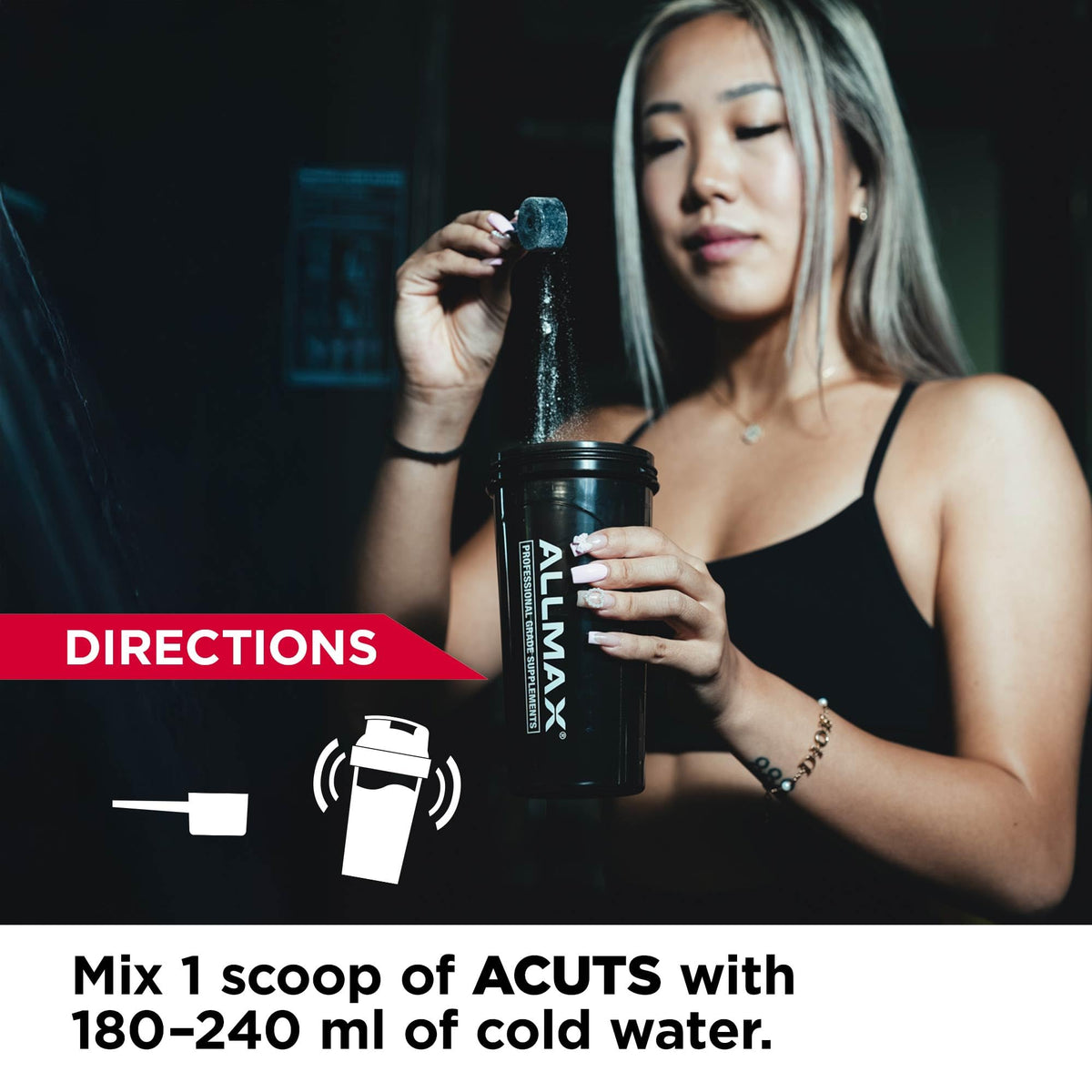 ALLMAX ACUTS Poudre Énergétique Amino 30 Portions mélange dans un verre