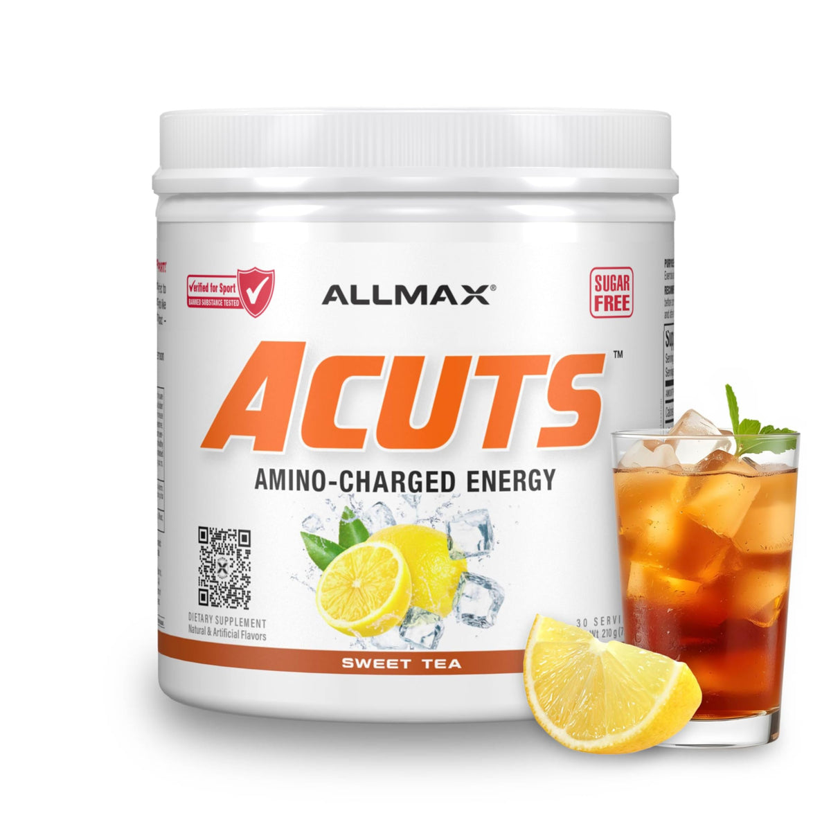 ALLMAX ACUTS Poudre Énergétique Amino 30 Portions saveur Thé Sucré vue de face