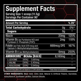 ALLMAX Aminocore BCAA poudre au raisin blanc dans un shaker de fitness