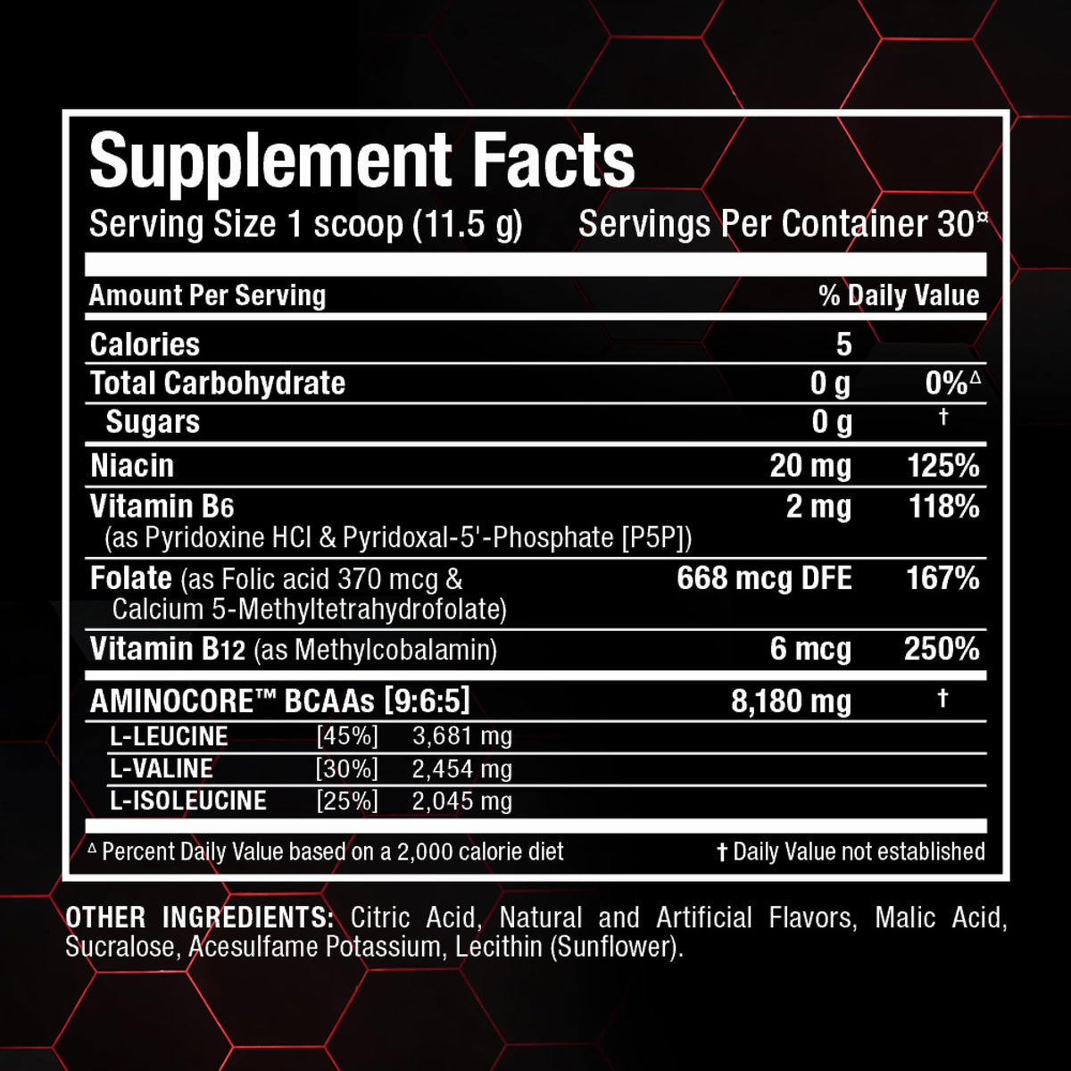 ALLMAX Aminocore BCAA Poudre avec ingrédients clés