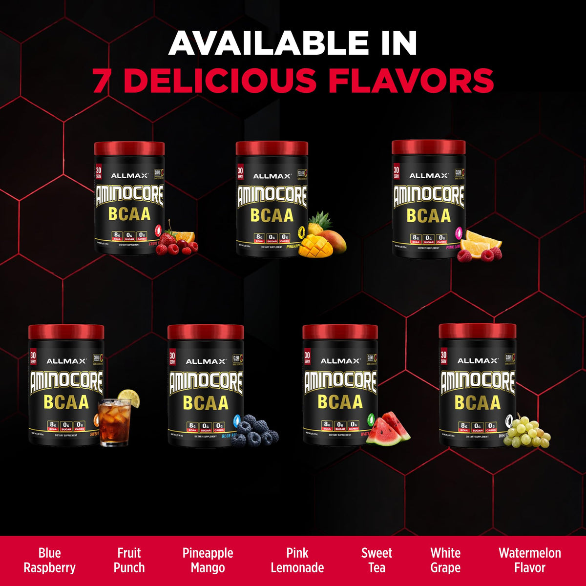 ALLMAX Aminocore BCAA Poudre Pastèque 390g avec mélangeur