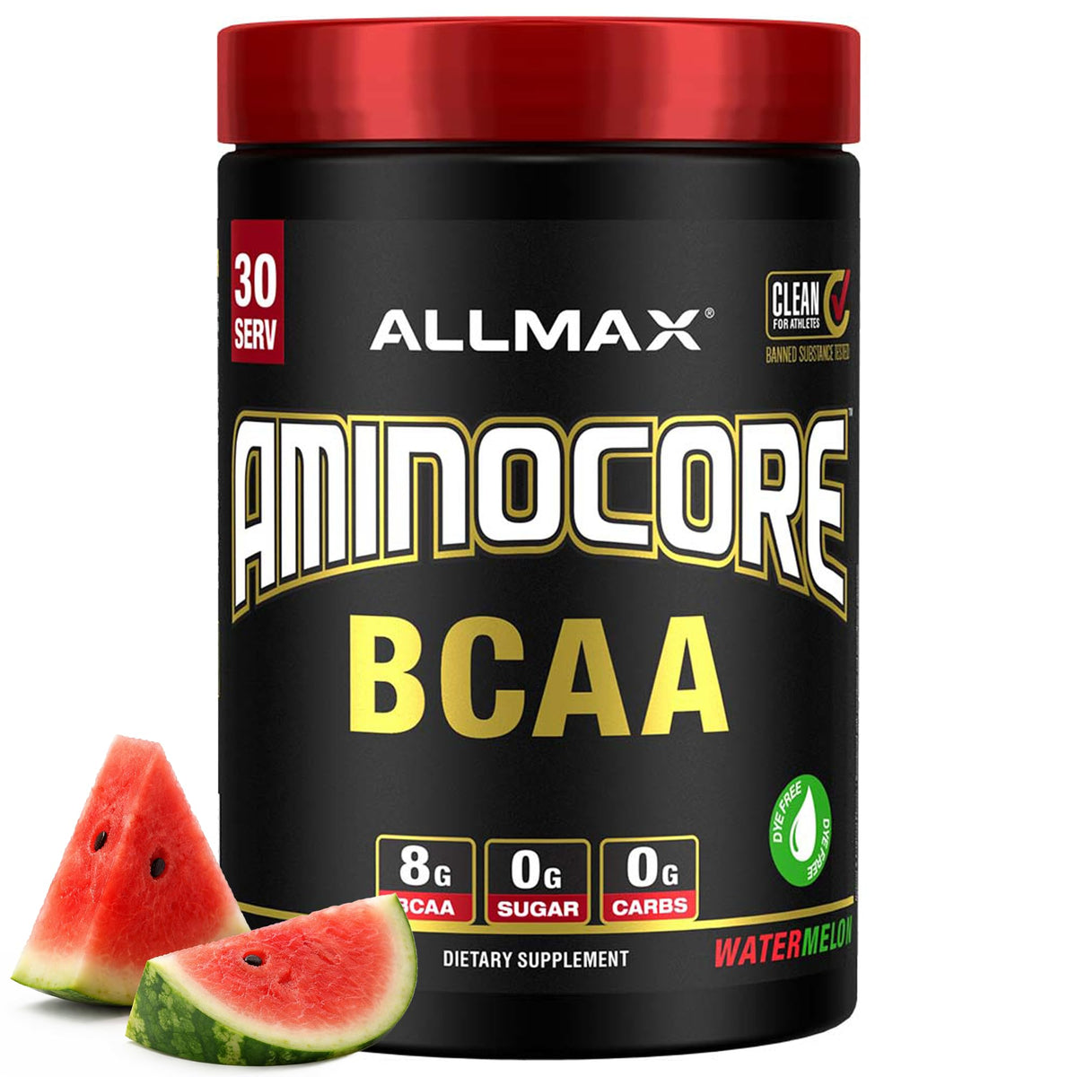 ALLMAX Aminocore BCAA Poudre Pastèque 390g vue de face