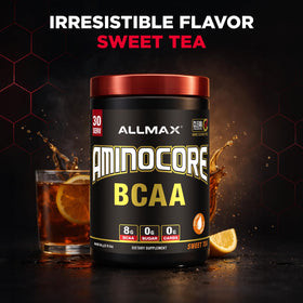 ALLMAX Aminocore BCAA Poudre Thé Sucré 345 g avec cuillère de mesure