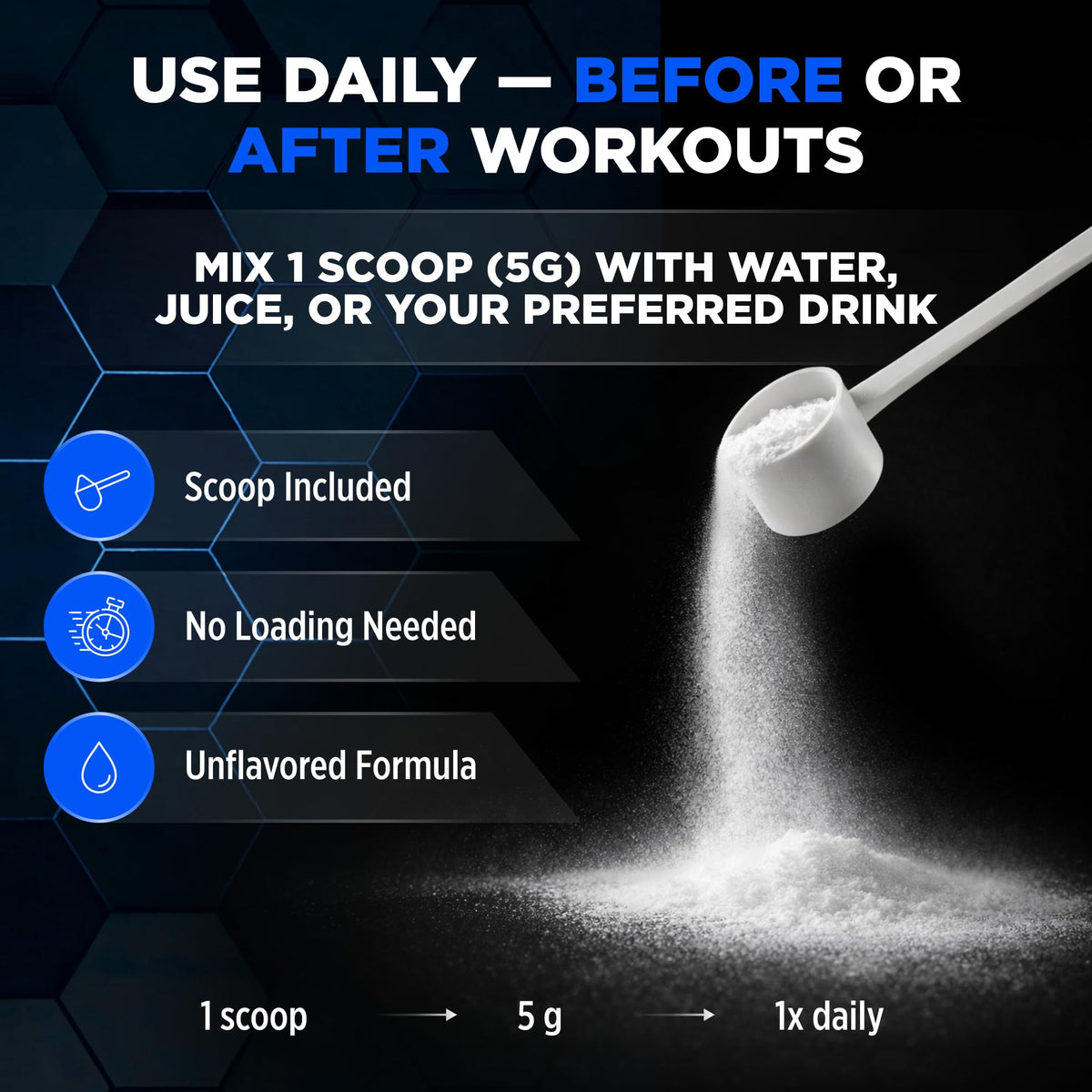 ALLMAX Créatine Monohydrate 400 g sur une table avec des fruits