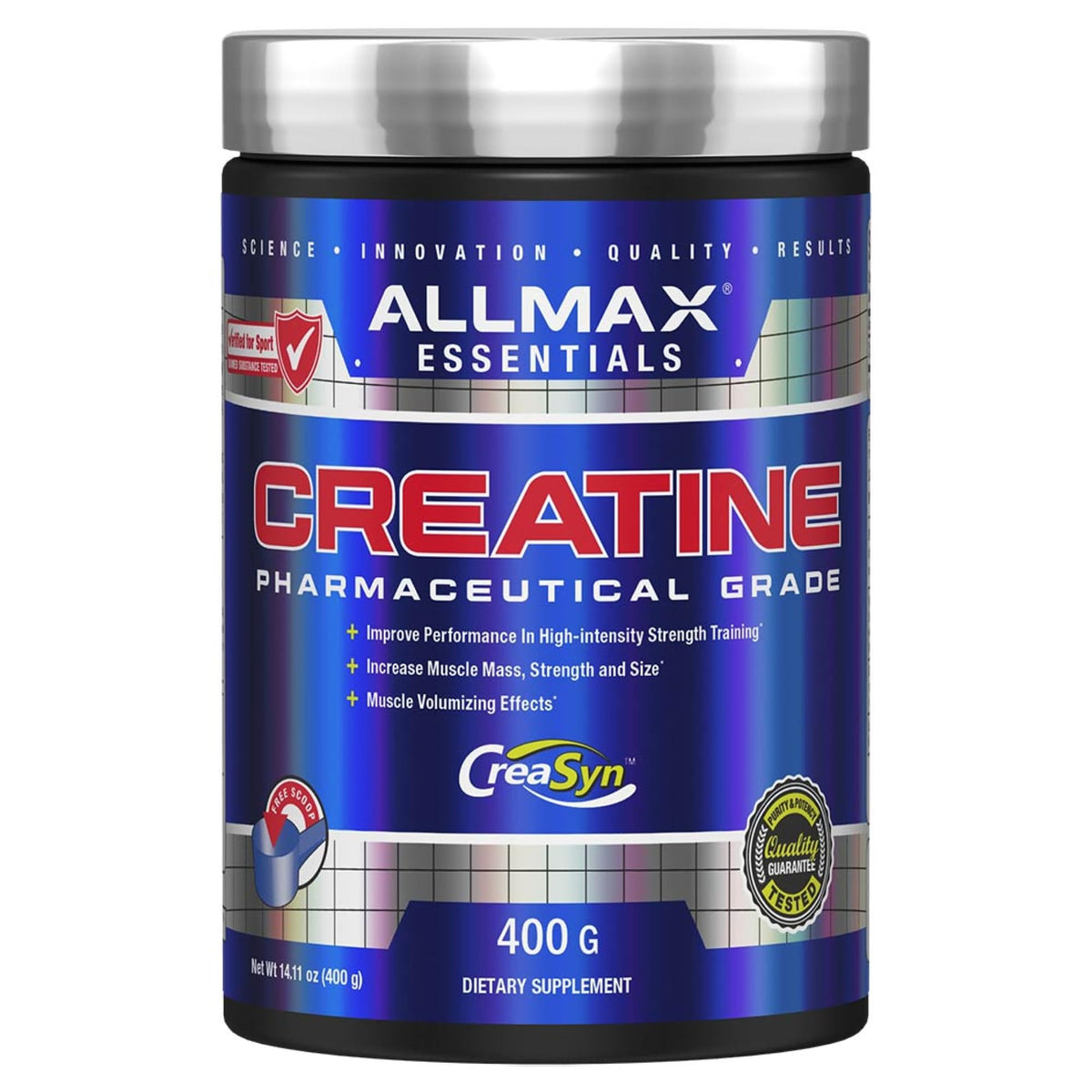 ALLMAX Créatine Monohydrate 400 g vue avant avec étiquette