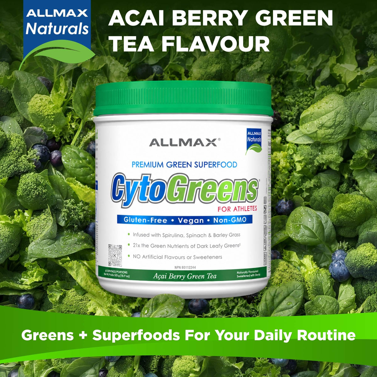ALLMAX CytoGreens Poudre de Super-Aliments 670g avec ingrédients naturels