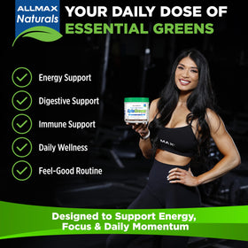 ALLMAX CytoGreens Poudre de Super Greens Chocolat 490g dans un verre d'eau