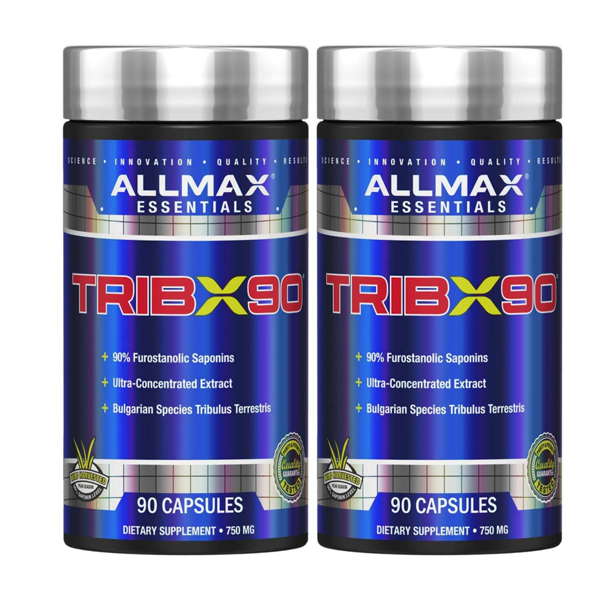 ALLMAX TRIBX90 capsules en flacon avec étiquette détaillée