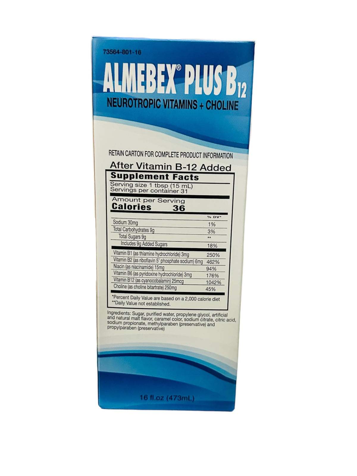 Almebex Plus B12 bouteille ouverte avec le viale séparé