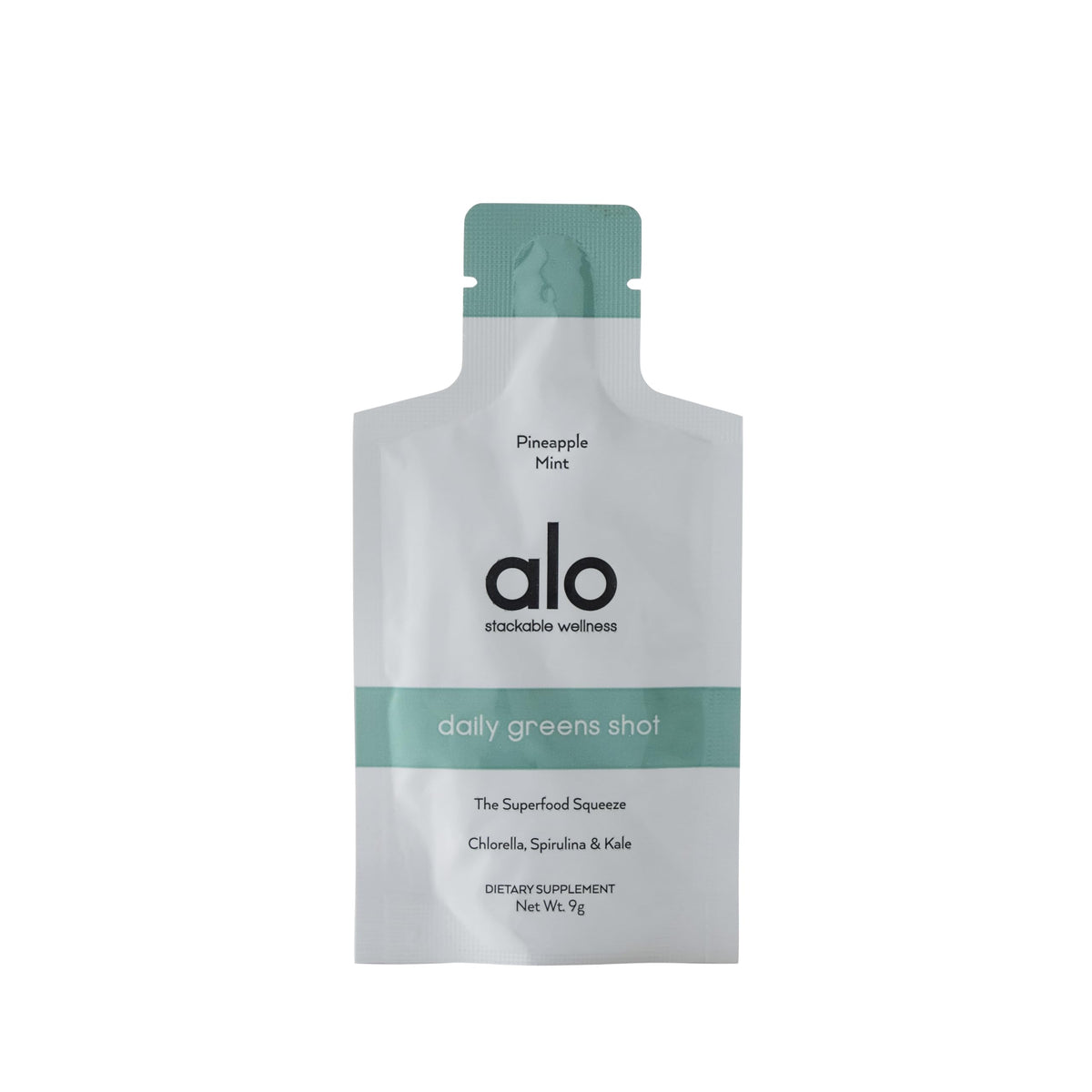 Alo Daily Greens Shot sachets saveur ananas menthe vue de face