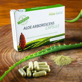Aloe-beta Aloe Arborescens capsules 60 unités devant l'emballage