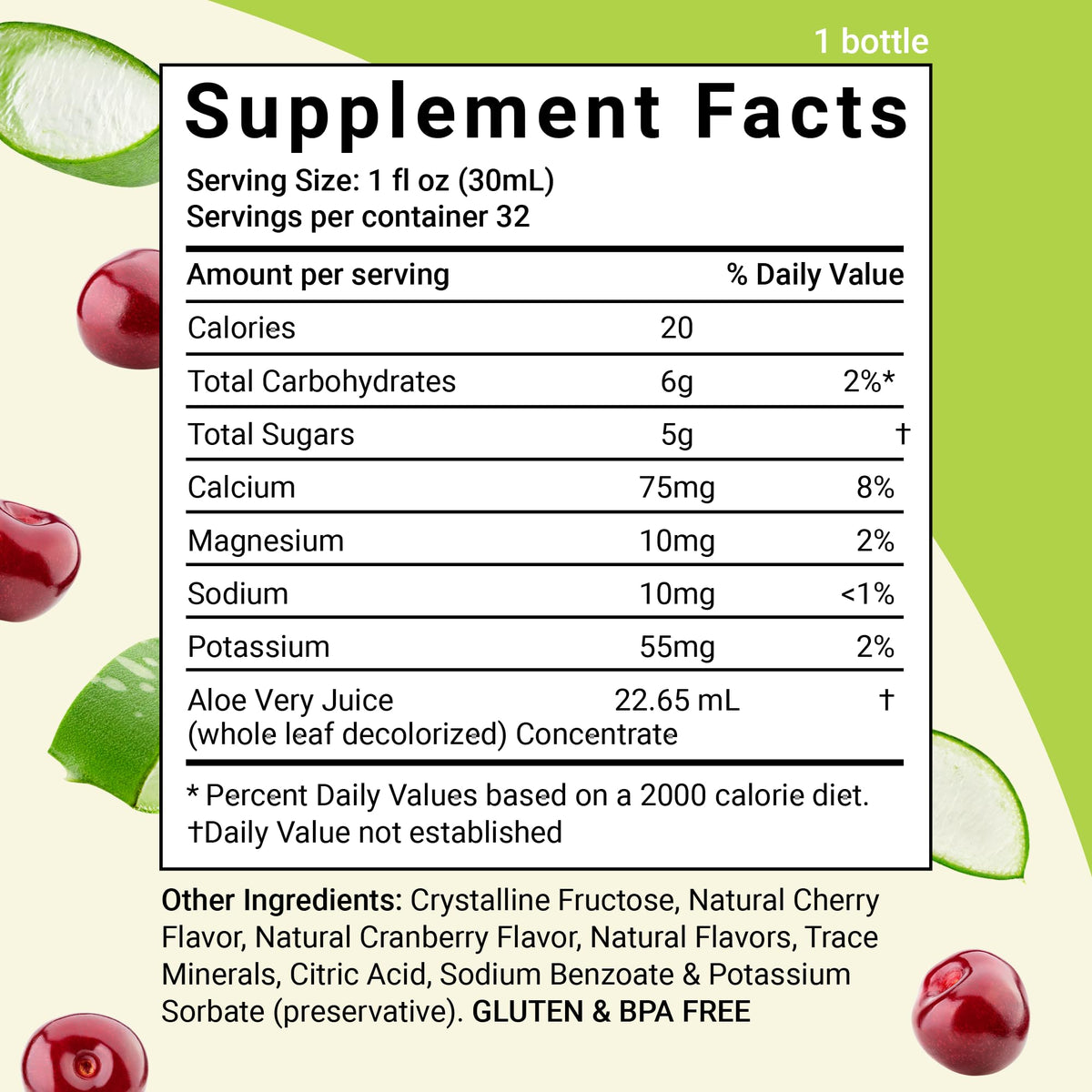 Aloe Life Jus d'Aloe Vera bio avec étiquette et bouchon