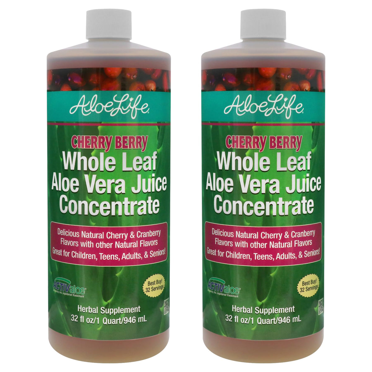 Aloe Life Jus d'Aloe Vera entier bio 946 ml vue de face