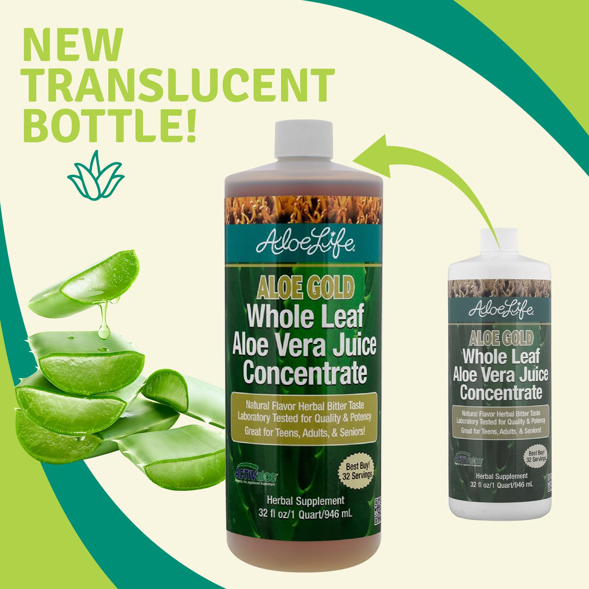 Aloe Life Jus d'Aloe Vera Entier Bio étiquette