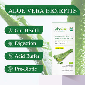 AloeCure Jus d'Aloe Vera Bio Saveur Citron 500ml bouteille arrière