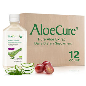 AloeCure Jus d'Aloe Vera Bio Saveur Raisin 16,7oz bouteille avant