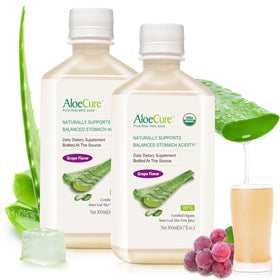 AloeCure Jus d'Aloe Vera Bio Saveur Raisin 500ml bouteille avant