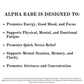 Alpha Babe Complément Nootropique 82g avec capsules sur une table