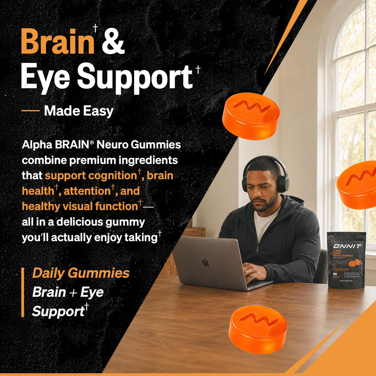 Alpha Brain Neuro Gummies ONNIT sur une table