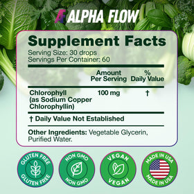 Alpha Flow Gouttes Liquides de Chlorophylle avec verre d'eau