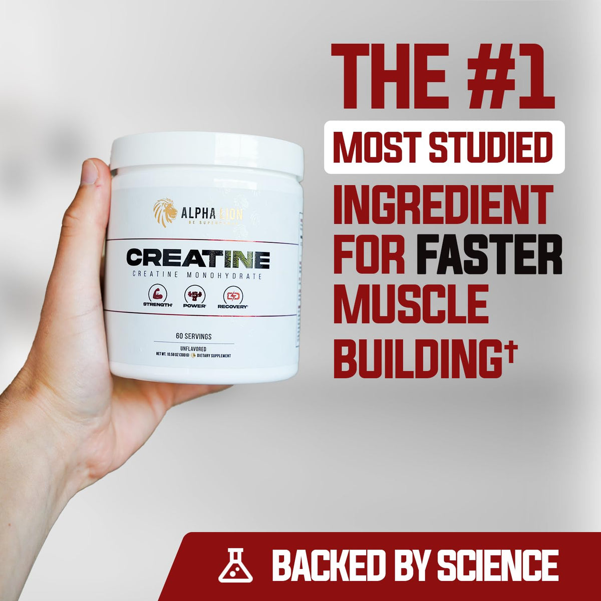 ALPHA LION Créatine Monohydrate 5000mg emballage avec informations nutritionnelles
