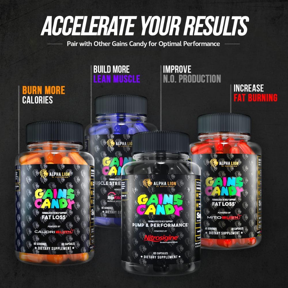 ALPHA LION Gains Candy Complément Alimentaire 60 Capsules dans un environnement de fitness