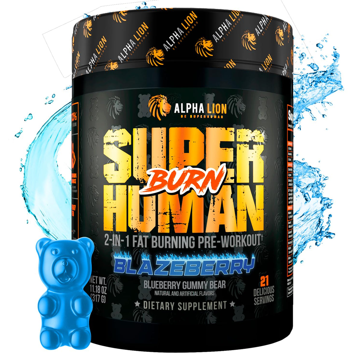 ALPHA LION Superhuman Burn contenant de 399g vue de face