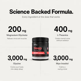 Alpha Nutrients Poudre de Sommeil 290g ingrédients listés sur l'étiquette
