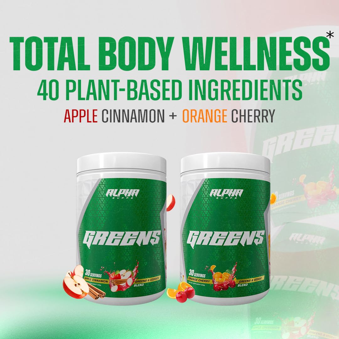 Alpha Supps Alpha Greens Poudre Superaliment 331g en portion dans un verre