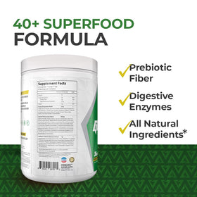 Alpha Supps Alpha Greens Poudre Superaliment 331g en sachet ouvert