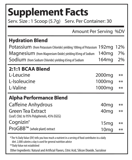 Alpha Supps Amino NRG+ BCAA Poudre Énergie 240g sur un fond de salle de sport