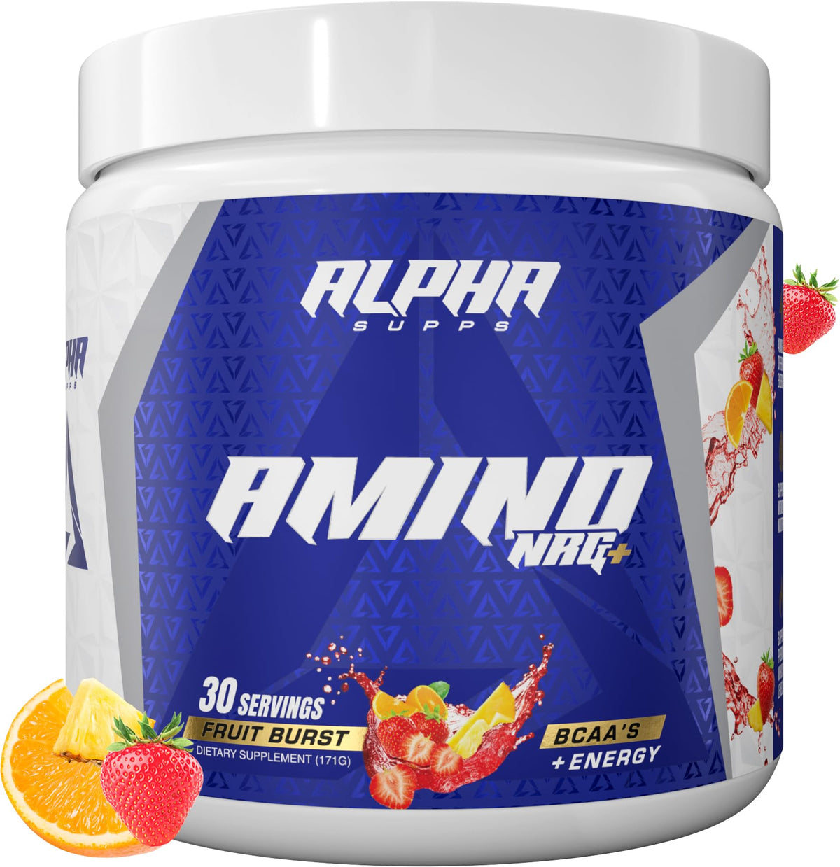 Alpha Supps Amino NRG+ poudre de récupération 240g vue de face