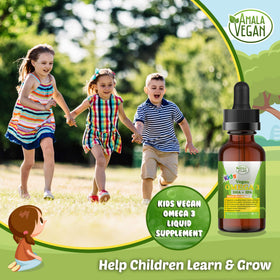 Amala Vegan Omega 3 pour enfants, flacon avec compte-gouttes en action