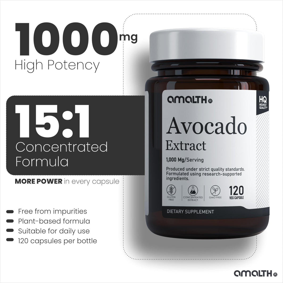 AMALTH Complément Alimentaire Avocat 1000mg, vue de côté