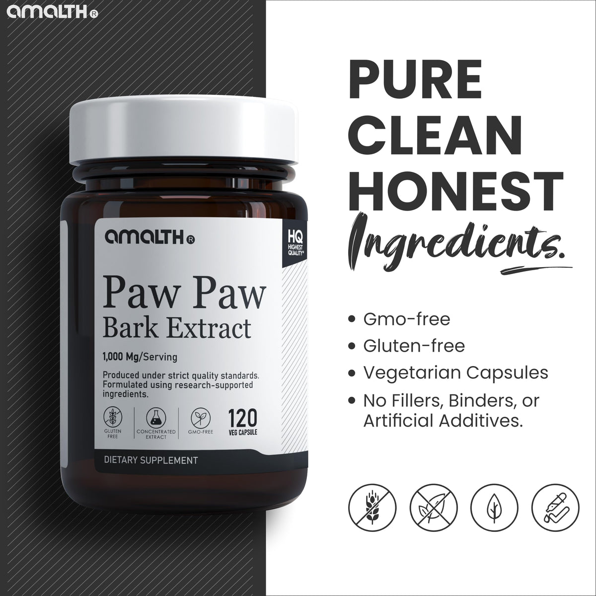 AMALTH Extrait de Paw Paw capsules avec un verre d'eau