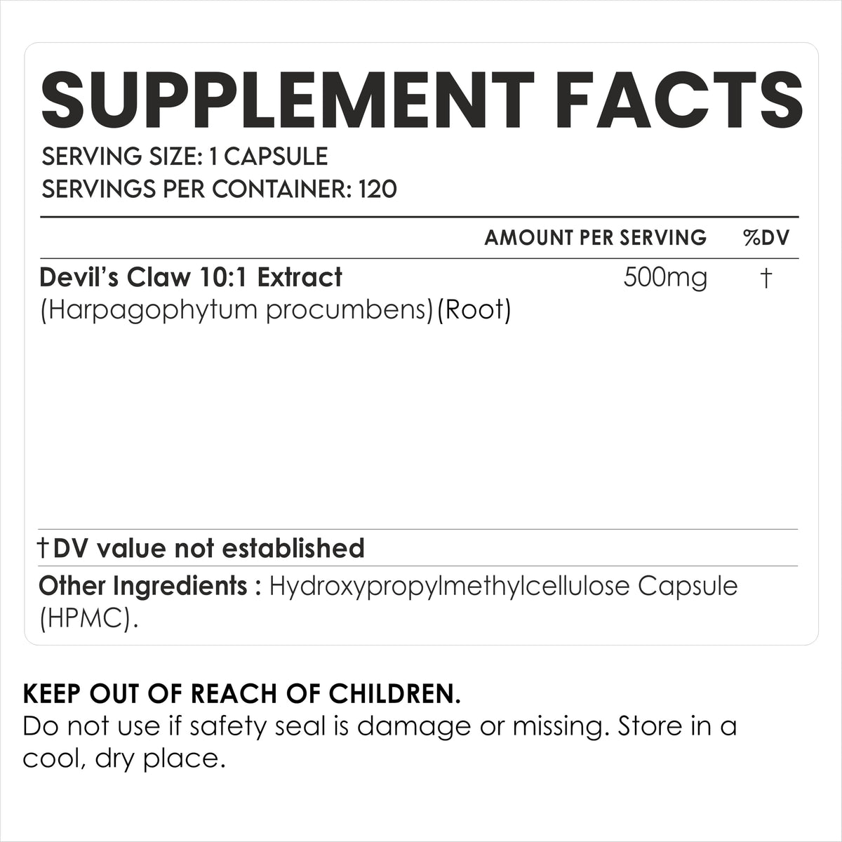 AMALTH flacon de capsules d'extrait de harpagophytum 500 mg avec étiquette