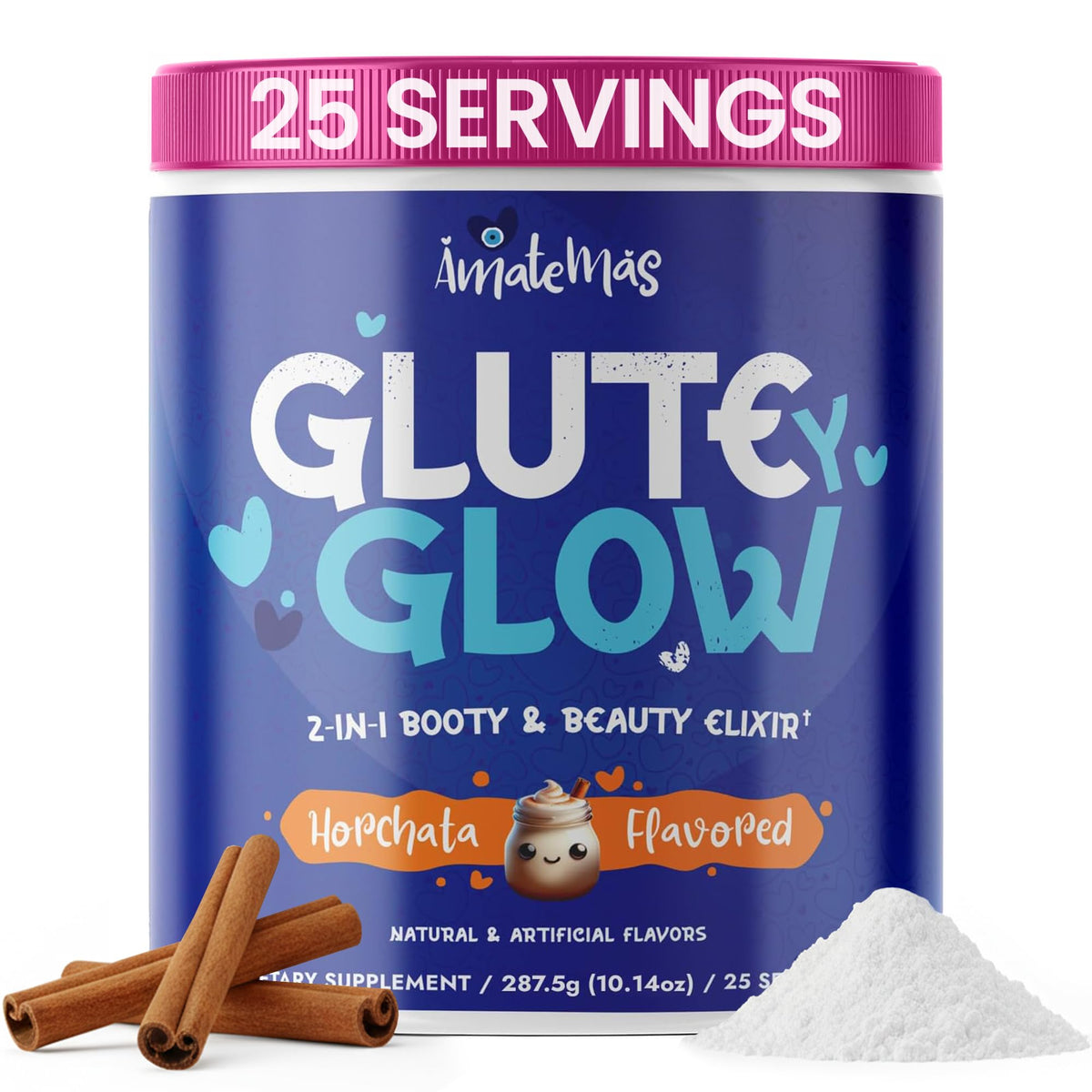 Amatemas Glute Y Glow 399g avec goût horchata, vue de face