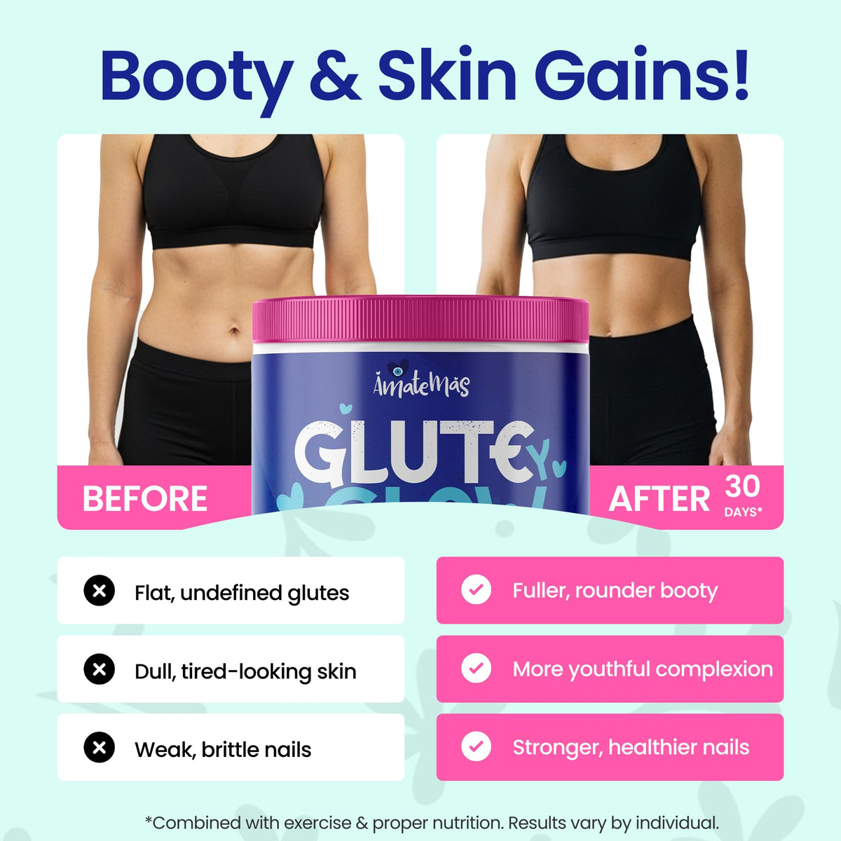 Amatemas Glute Y Glow 399g, mélange dans un smoothie