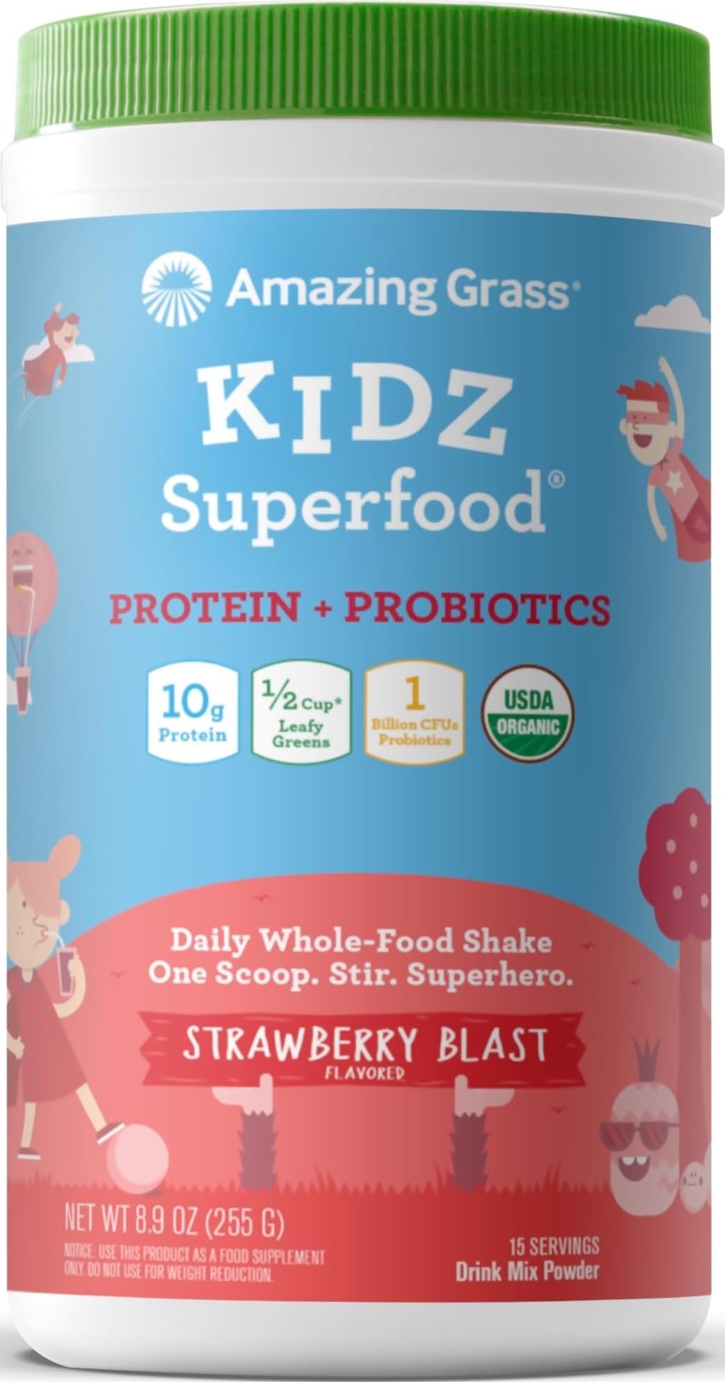 Amazing Grass Kidz Superfood Fraise - vue avant du produit