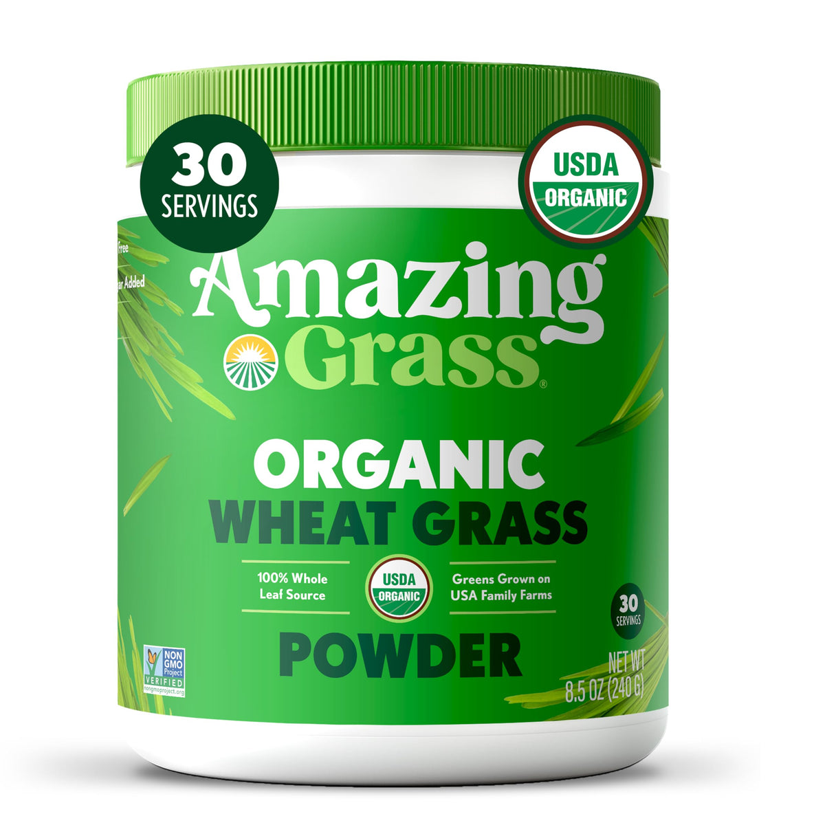 Amazing Grass Poudre de Blé Vert 222g vue de face
