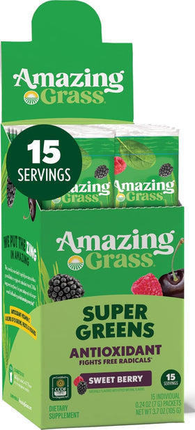 Amazing Grass Super Greens paquet de 15 portions avec fruits et légumes