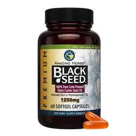 Amazing Herbs Huile de Graine Noire 60 gélules 1250mg vue de face