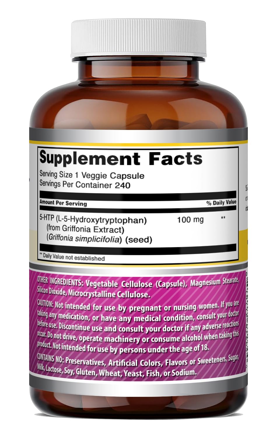 Amazing Nutrition 5-HTP capsules végétales avec verre d'eau