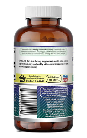 Amazing Nutrition Acide Alpha-Lipoïque 200 Mg Capsules sur fond blanc