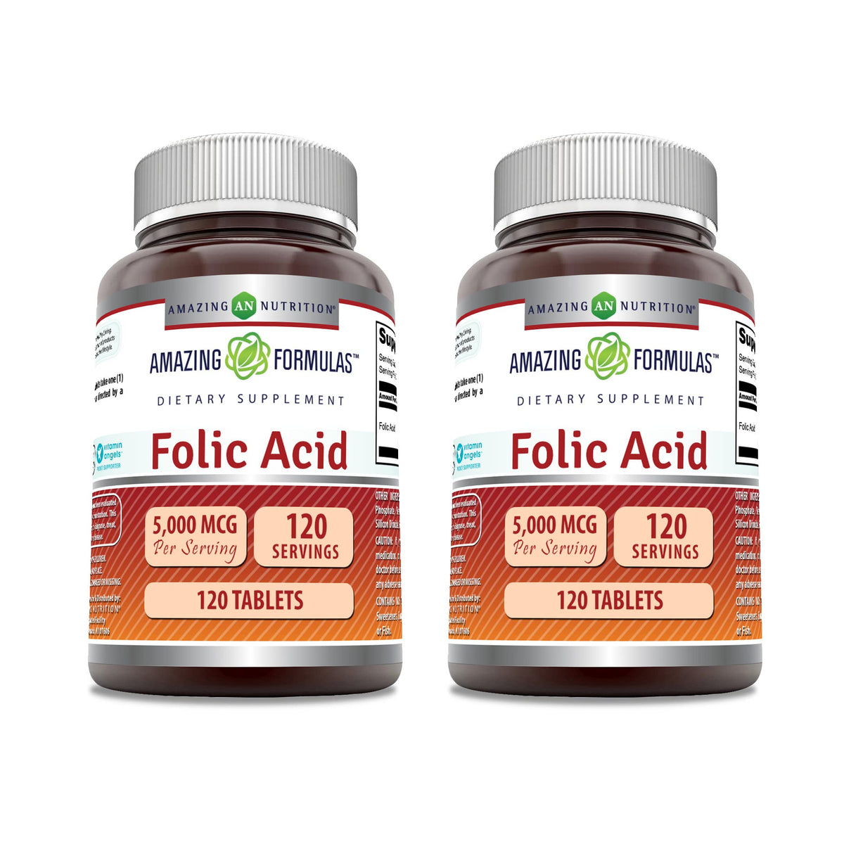 Amazing Nutrition Acide Folique 5000 Mcg 120 comprimés vue avant