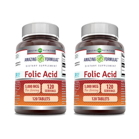 Amazing Nutrition Acide Folique 5000 Mcg 120 comprimés vue avant