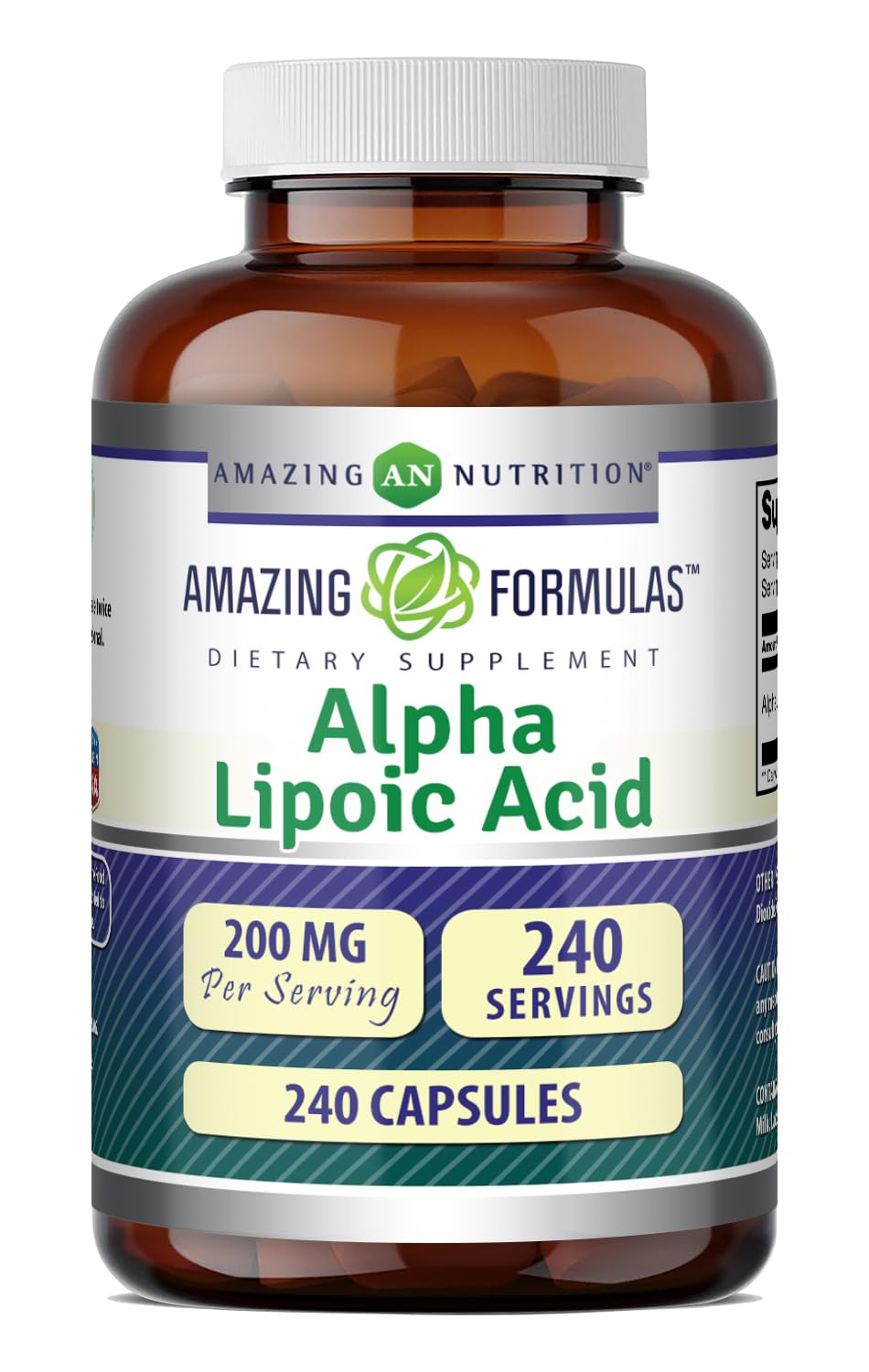Amazing Nutrition Alpha Lipoic Acid 200 Mg complément alimentaire, boîte vue de face