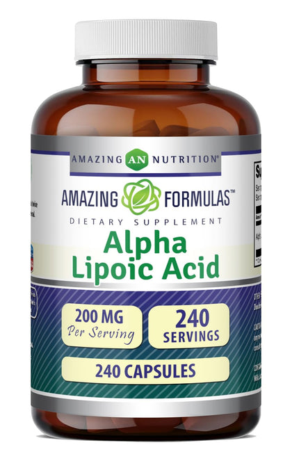 Amazing Nutrition Alpha Lipoic Acid 200 Mg complément alimentaire, boîte vue de face
